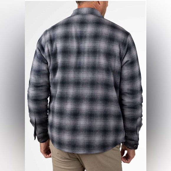 TAILOR VINTAGE PLAID FLANNEL SHIRT JACKET LINED WITH PLUSH SHERPA RED COLOR SZ L - Picture 10 of 13